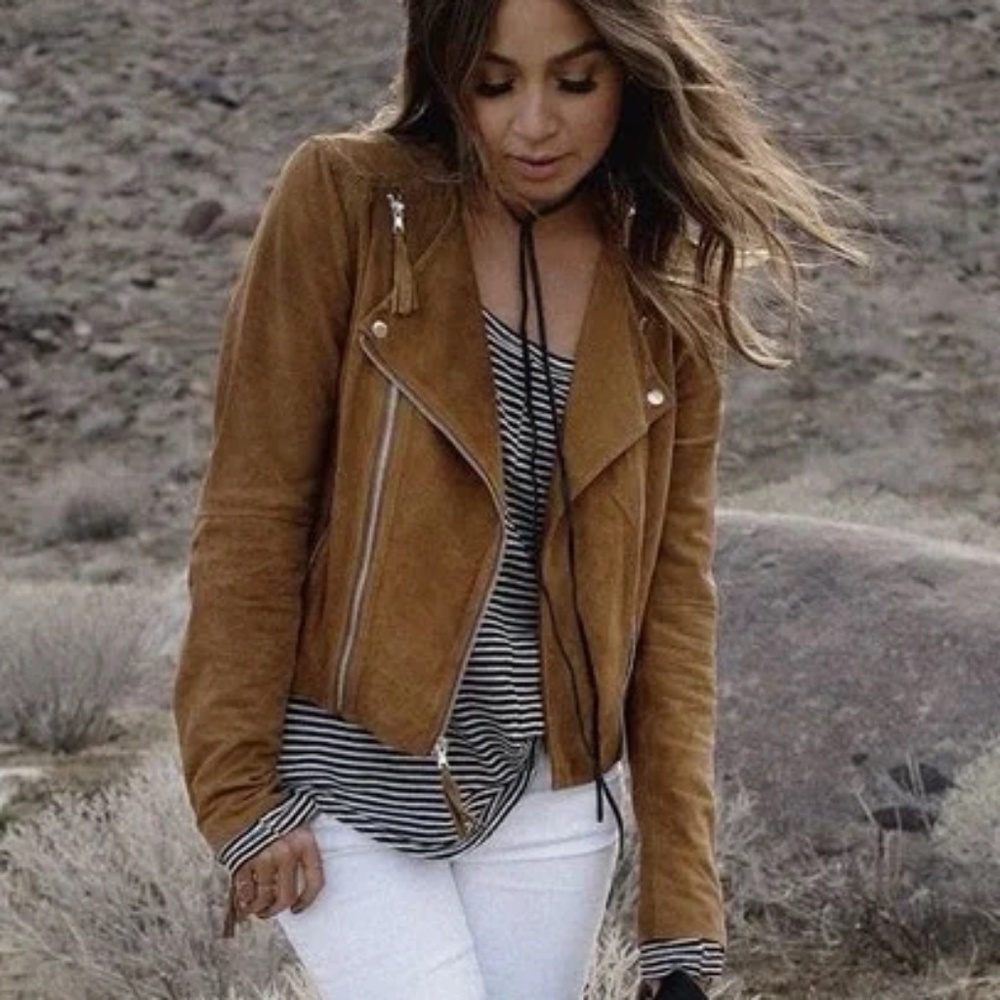 Paige Tiana Suede Jacket in Saddle Brown